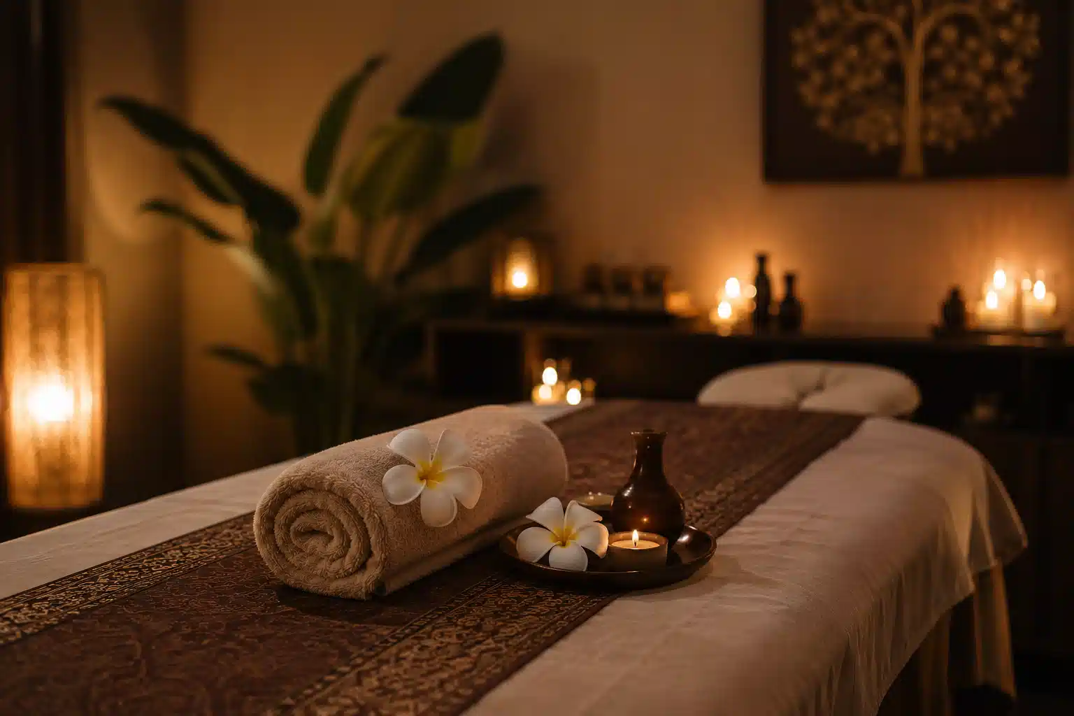 Warm Thai massage treatment room